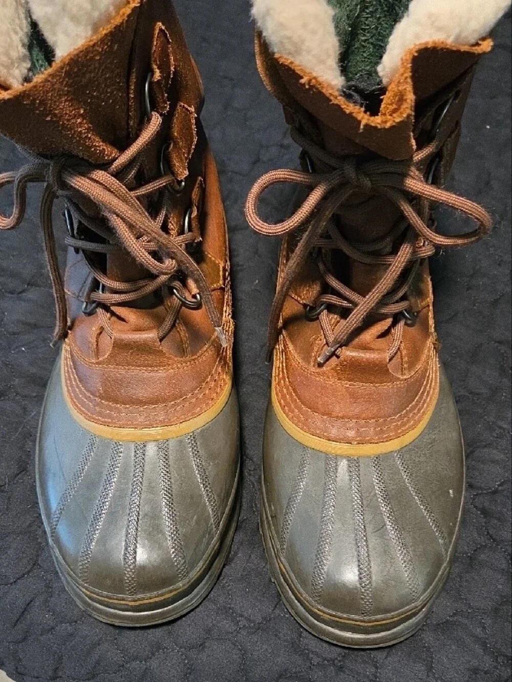 Sorel Caribou Brown and Black Insulated Lace-Up Winter Boots